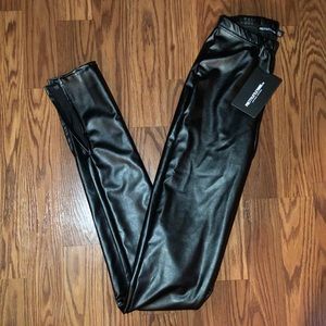 Faux leather split hem Leggings